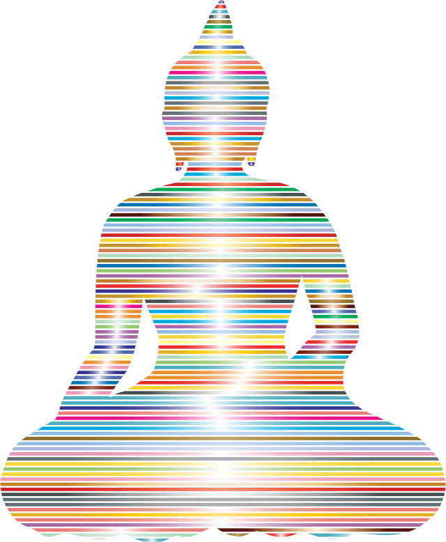 Sitting Buddha Silhouette Prismatic Lines No BG