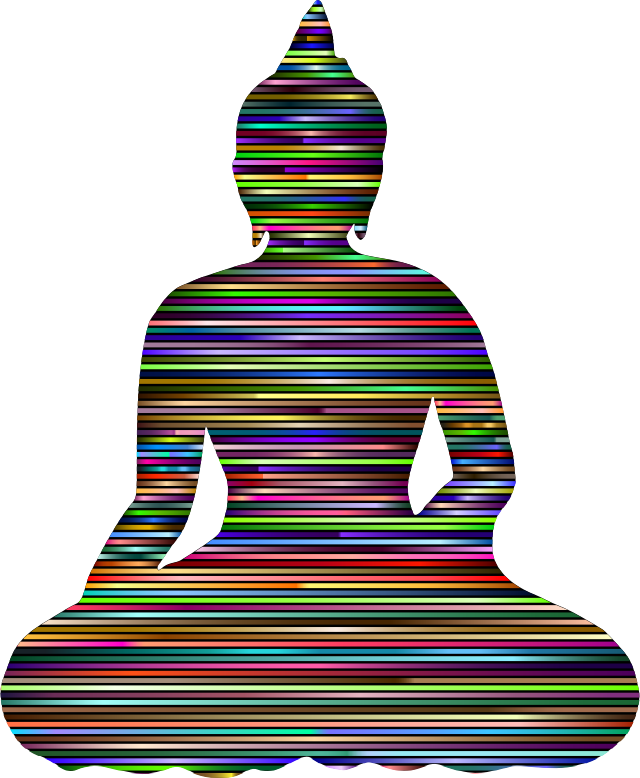 Sitting Buddha Silhouette Chromatic Lines