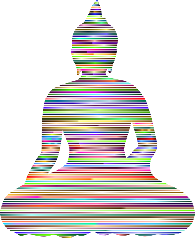 Sitting Buddha Silhouette Chromatic Lines No BG