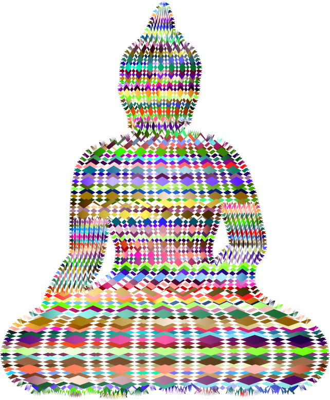 Sitting Buddha Silhouette Stylized Lines