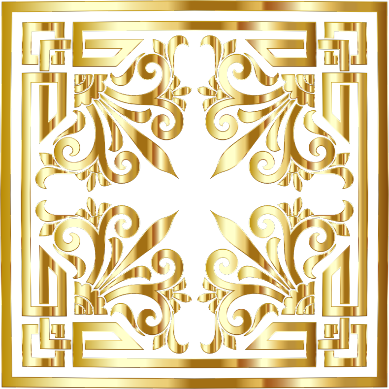 Vintage Greek Flourish Design Gold No BG