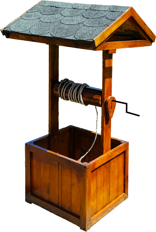 Wooden Draw Well Vectorized