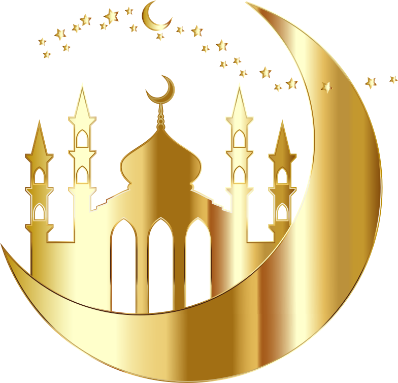 Mosque On Crescent Moon Silhouette By jambulboy Gold No BG