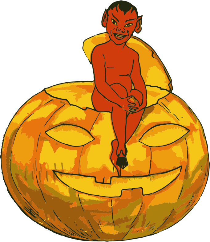 Demon Sitting On Jack O Lantern