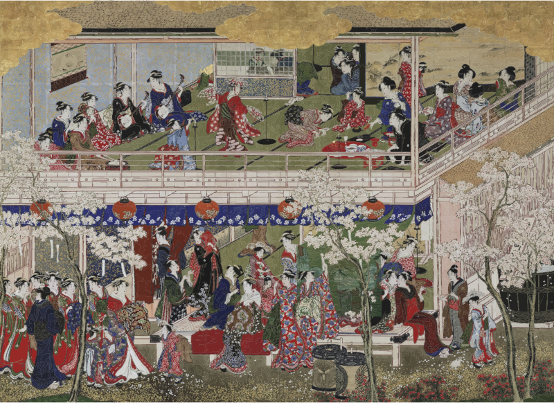 Cherry Blossom Viewing In Yoshiwara Edo Kitagawa Utamaro