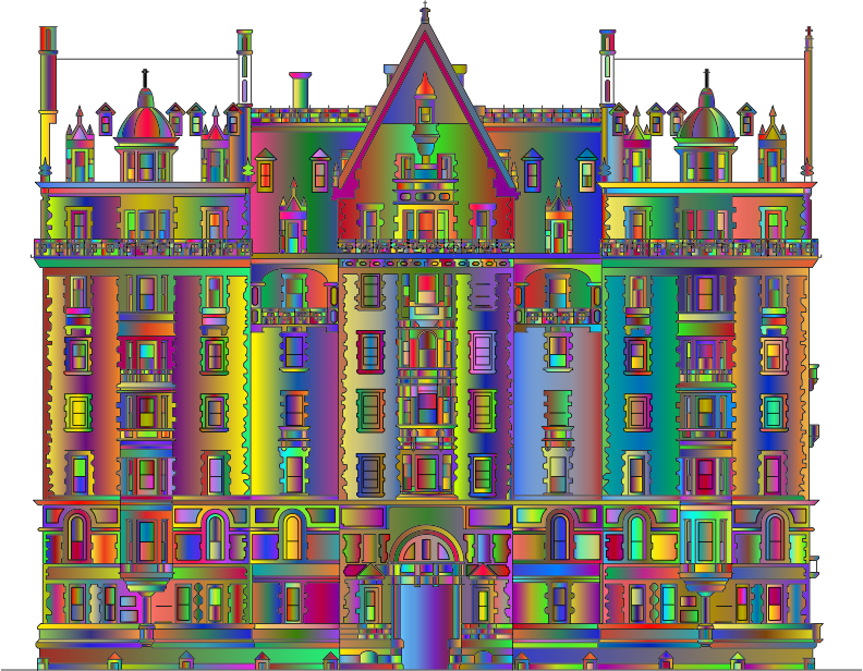 Intricate Building Line Art Polyprismatic