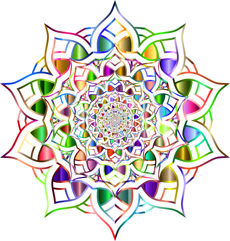 Geometric Interleaved Mandala Line Art Chromatic No BG