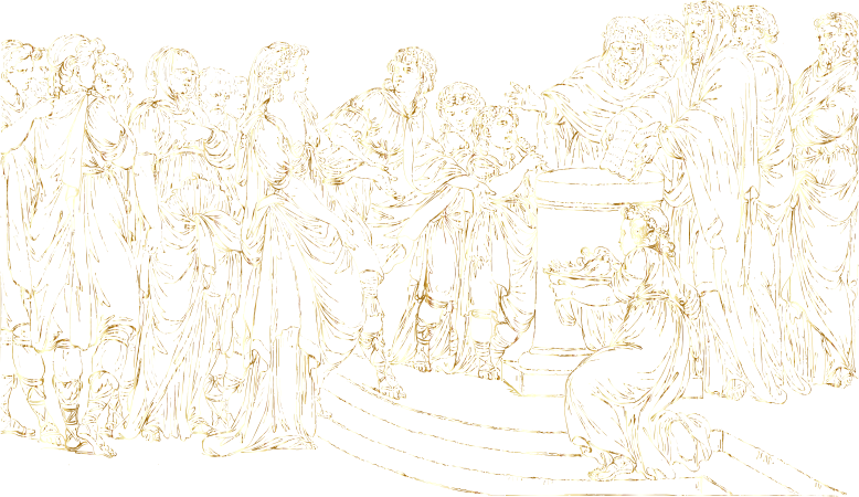 Gathering Of People Line Art Gold No BG