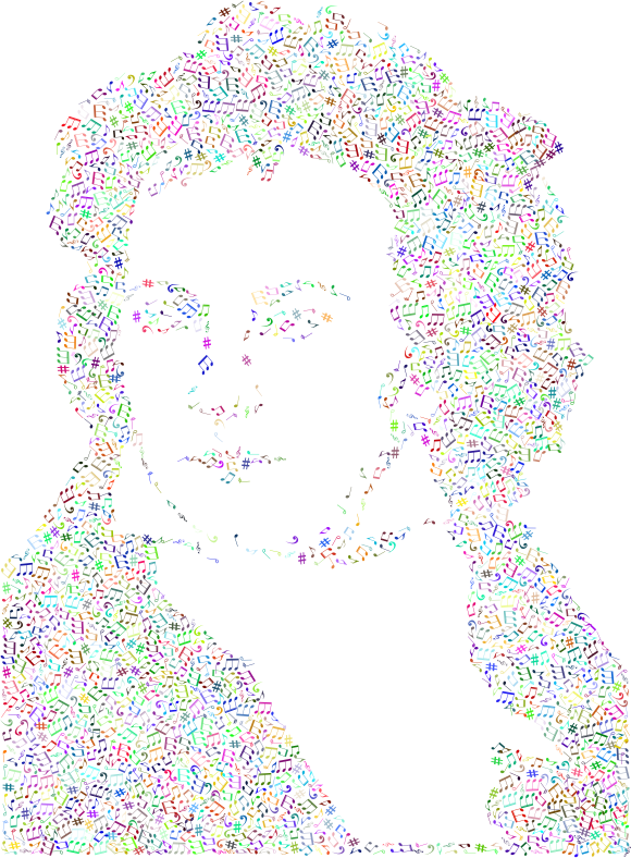 Ludwig Von Beethoven Portrait Musical Notes Prismatic