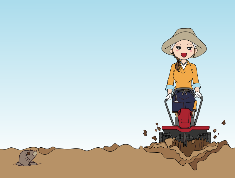 Girl with rototiller
