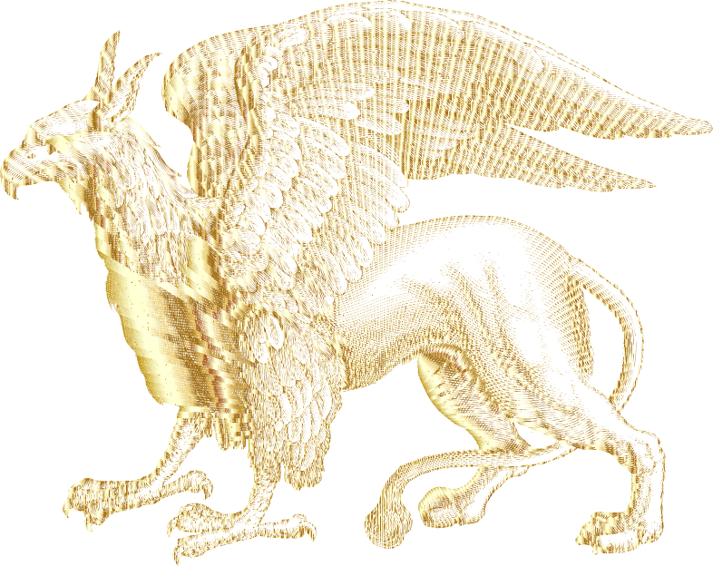 Intricate Griffin Line Art Gold No BG