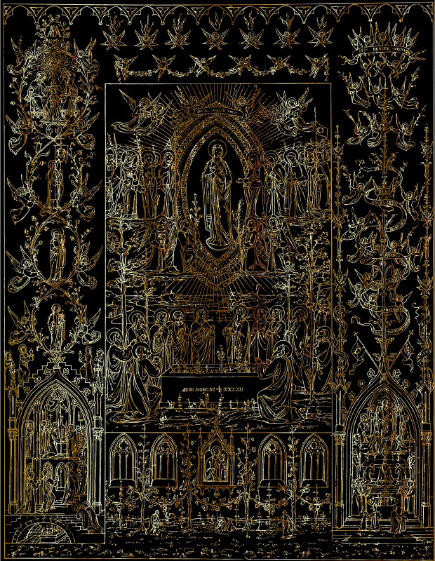 Virgin Mary Detailed Intricate Ornate Mural Gold