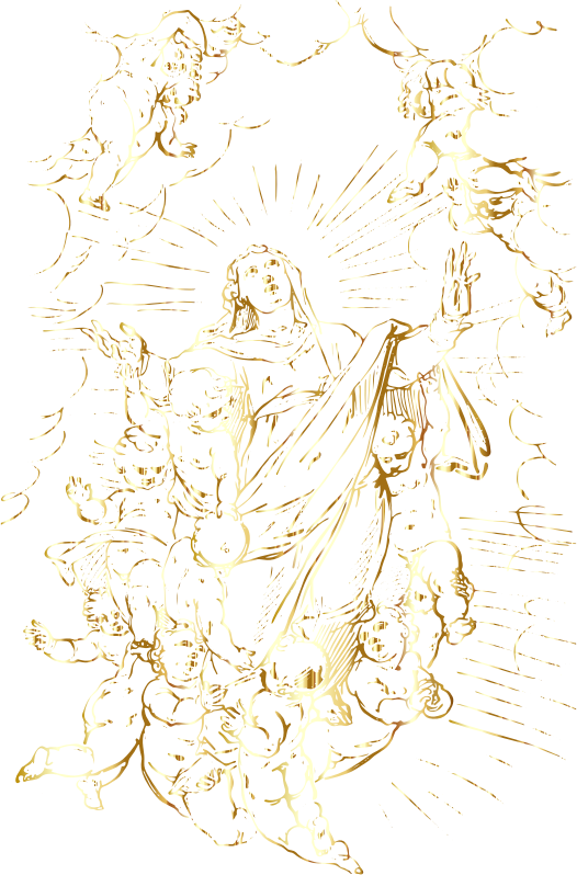 Angels Raising The Virgin Mary To Heaven Gold No BG