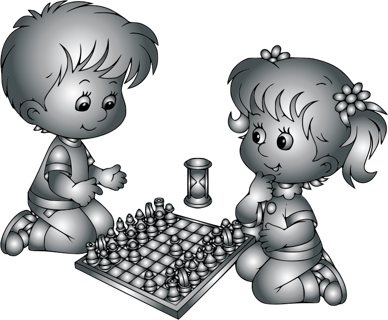 Boy And Girl Playing Chess By DG RA Duochrome