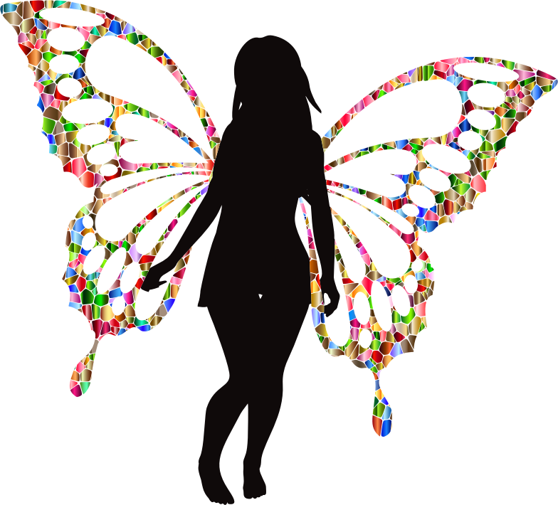 Butterfly Woman Silhouette Iridescent 2