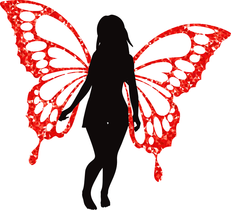 Butterfly Woman Silhouette Ruby