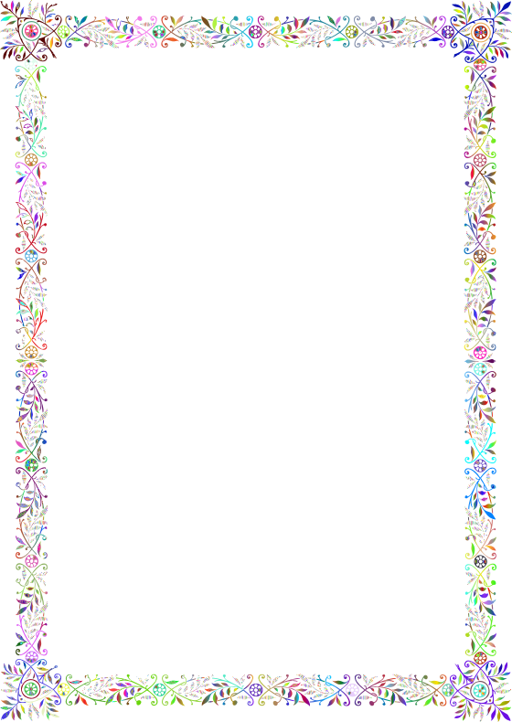 Vintage Floral Border Frame Polyprismatic No Black