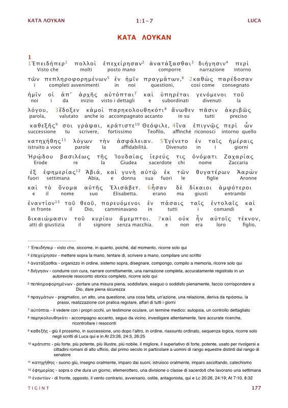 Traduzione Interlineare Greco Italiano del Nuovo Testamento