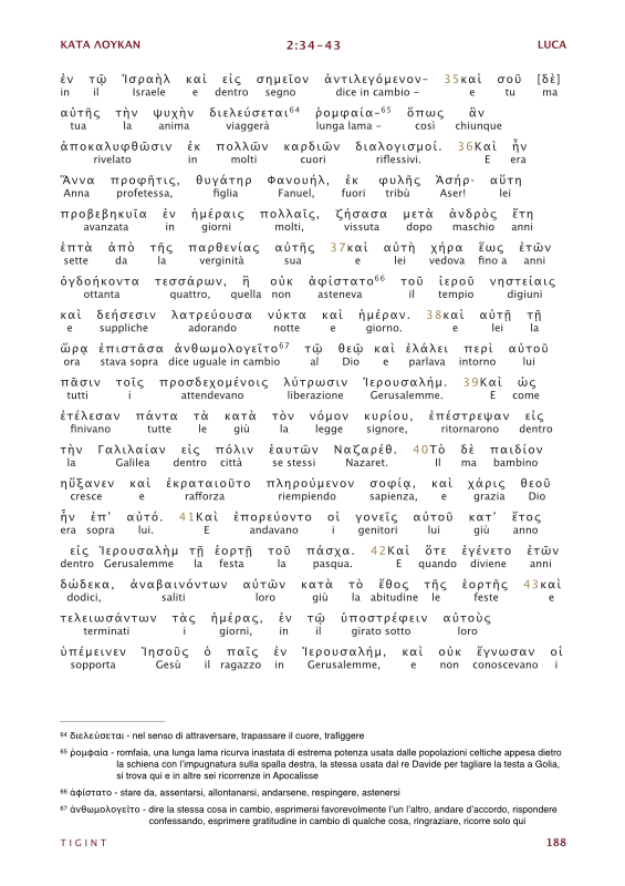 Traduzione Interlineare Greco Italiano del Nuovo Testamento