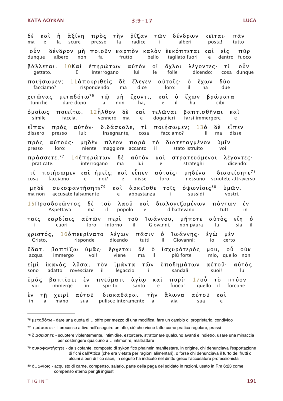 Traduzione Interlineare Greco Italiano del Nuovo Testamento