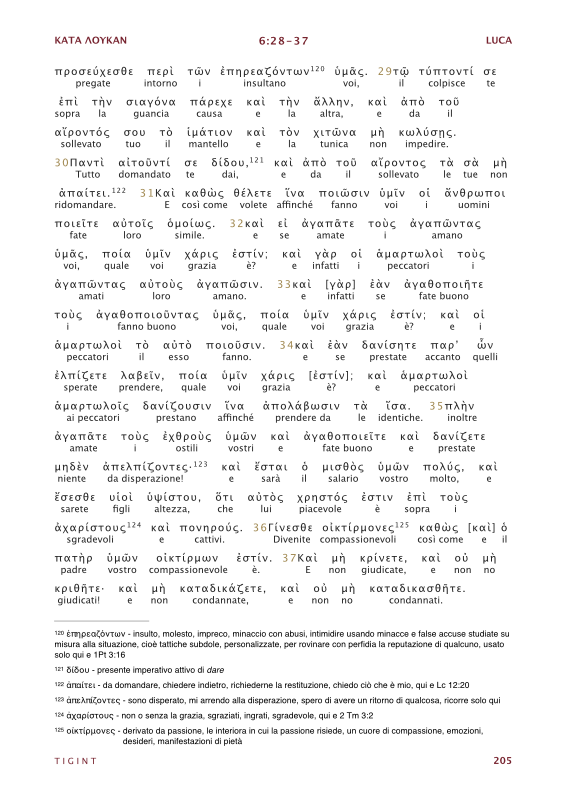 Traduzione Interlineare Greco Italiano del Nuovo Testamento