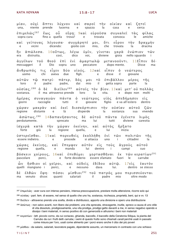 TIGINT Traduzione Interlineare Greco Italiano del Nuovo Testamento