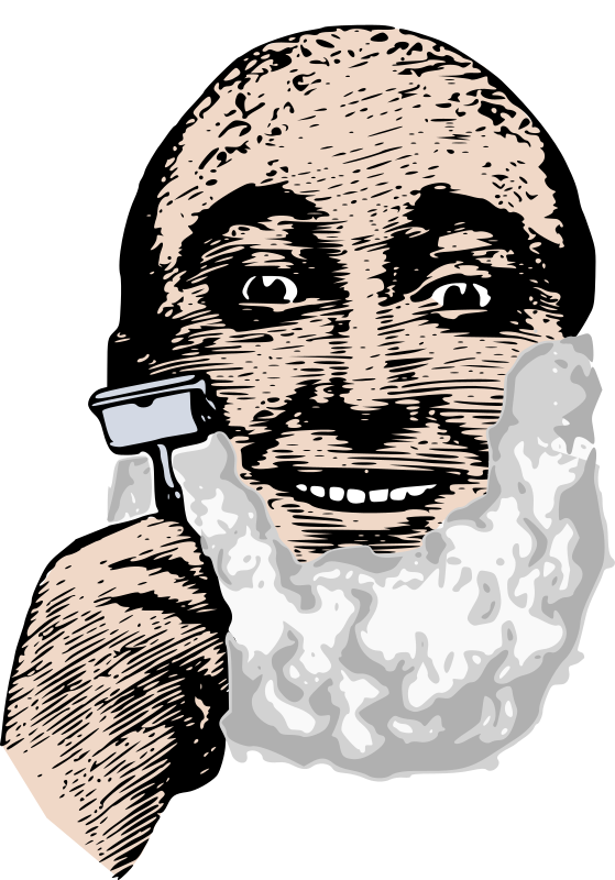 Bald Man Shaves