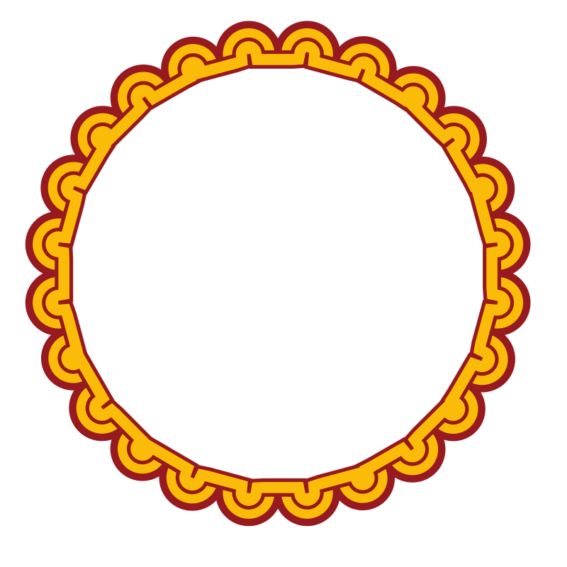 White circle with decorative frame