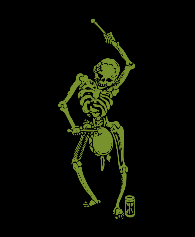 Skeleton with a Drum - Green - Openclipart