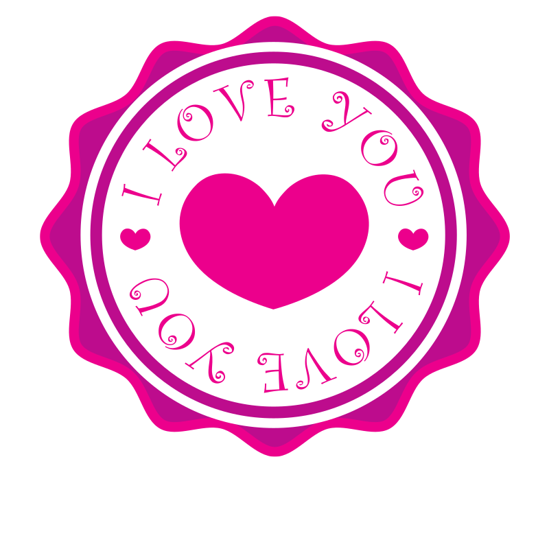 Pink sticker with text I love you