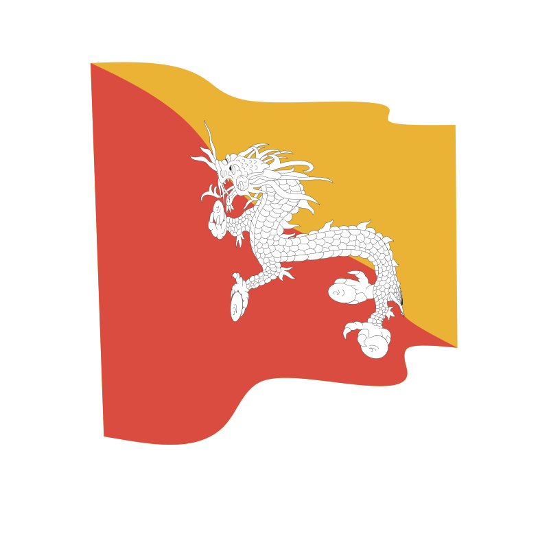 Waving flag of Bhutan