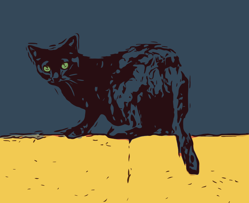 Cat on a Wall - Yellow Wall