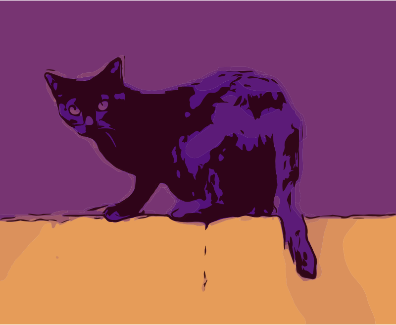Cat on a Wall - Purple Sky