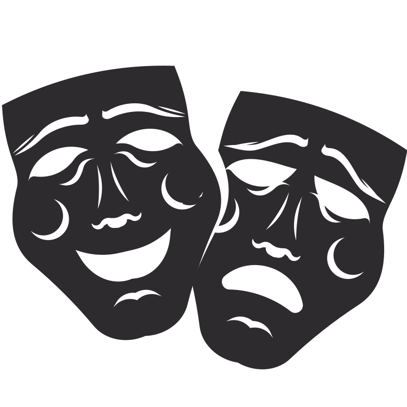 Comedy And Tragedy Theater Masks Black Line Poster for Sale by