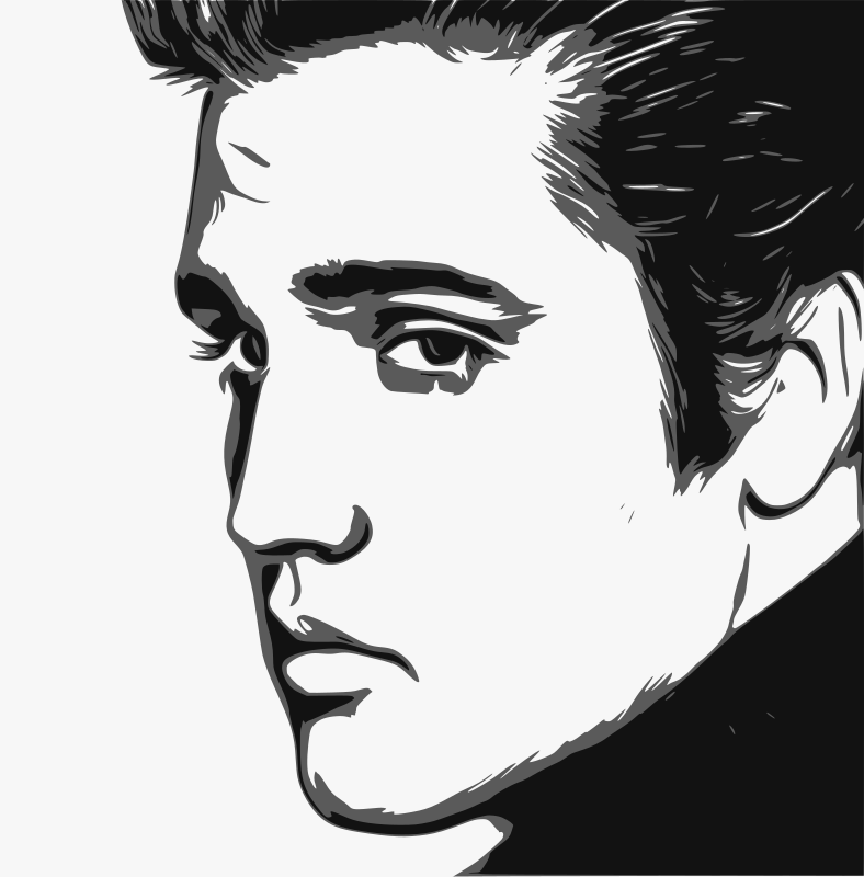 elvis guitar clipart black and white