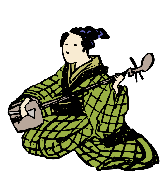 Kimono Lady and a Shamisen