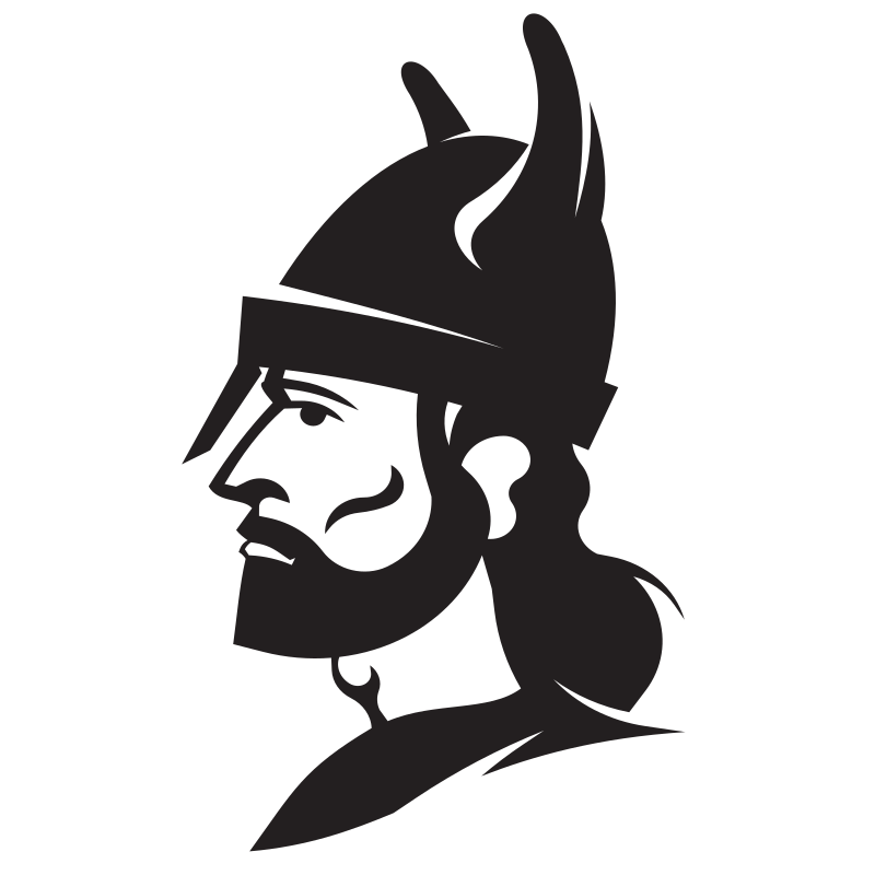 Viking warrior with helmet silhouette