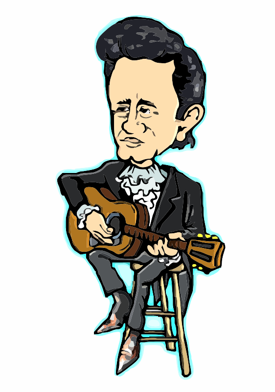 Johnny Cash sitting on stool