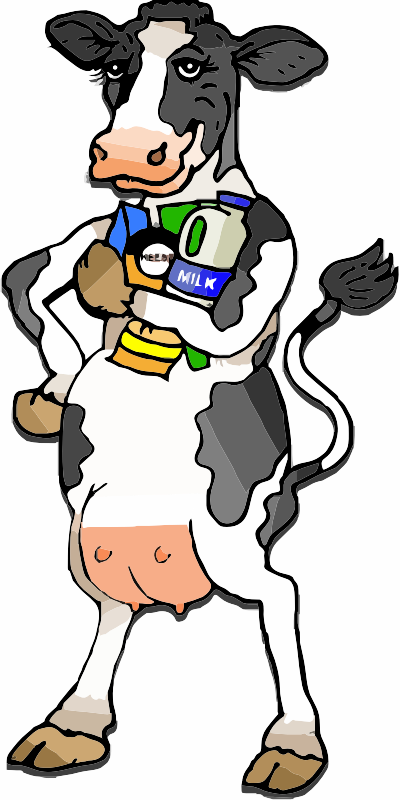 A Standing Cow selling milk products