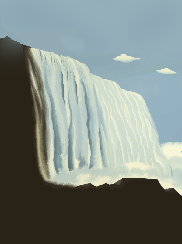 Vintage Waterfall - Openclipart