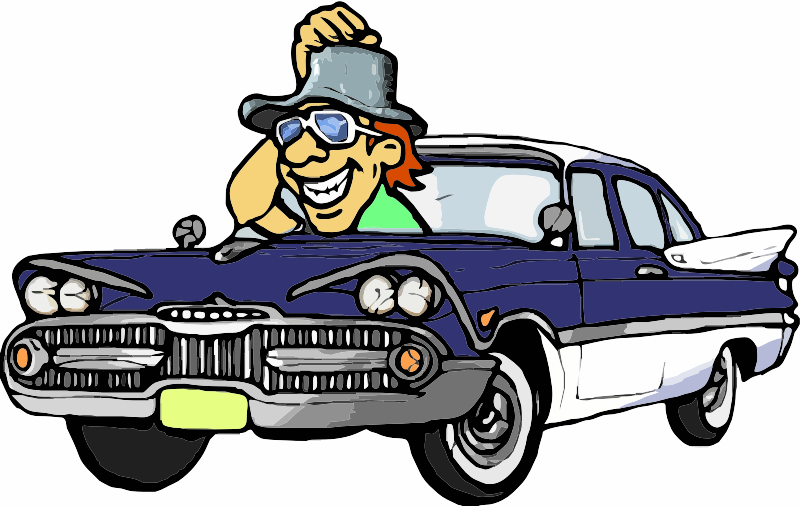 A Studebaker Vintage Car with cartoon character - Openclipart