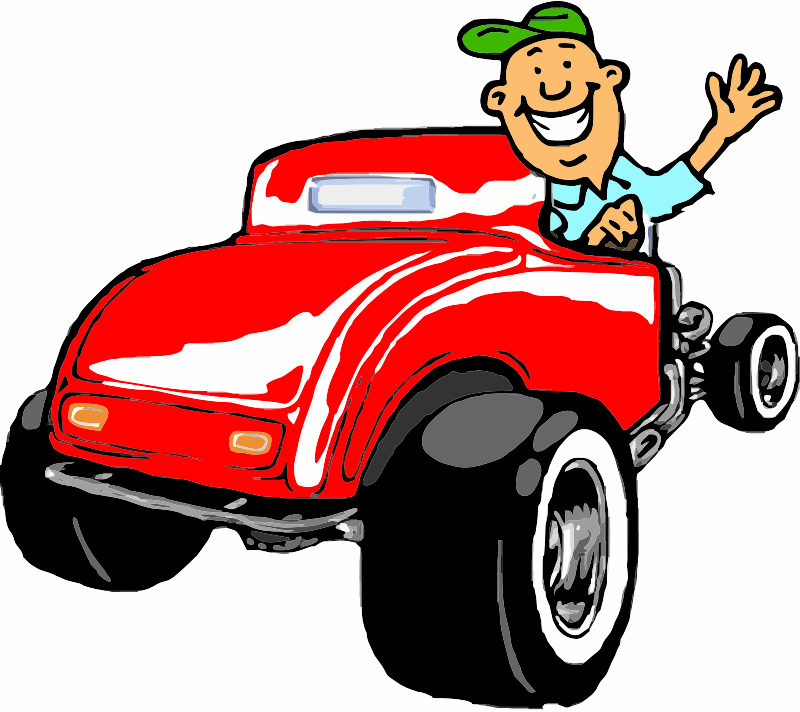 Vintage Car with cartoon character - Openclipart