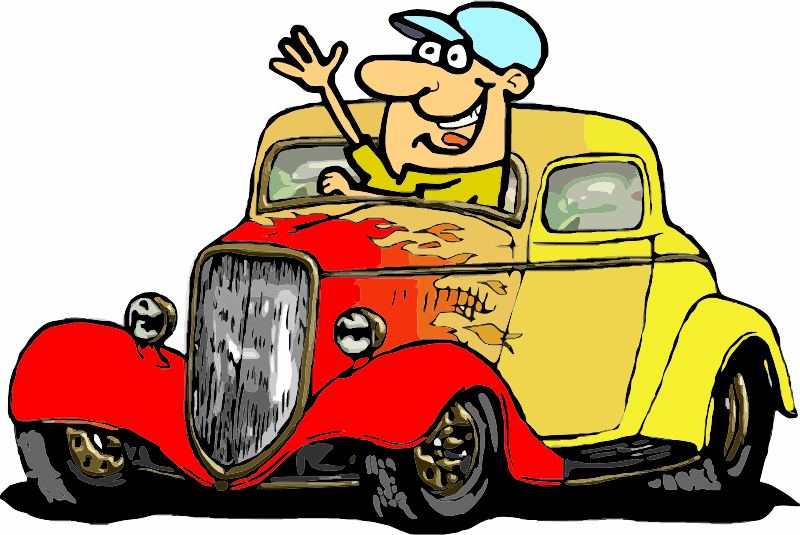 Vintage Car with Cartoon Character - Openclipart