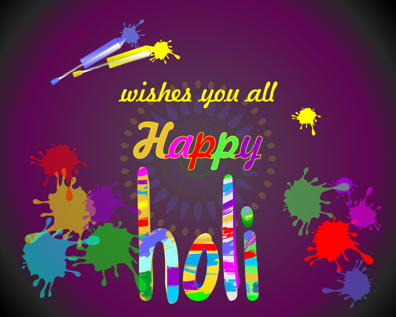 Happy Holi Wishes in Brush Painting Style - No logo fix mix