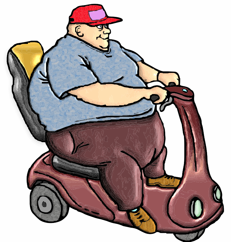 Big White man on Scooter