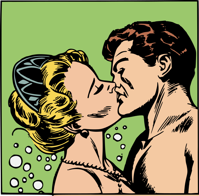 Mermaid kissing man