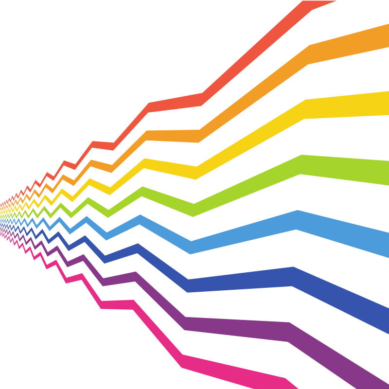 Coloured zigzag lines on white background