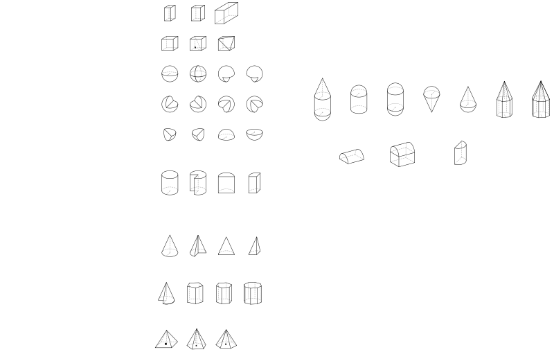 Many solids | plusieurs solides