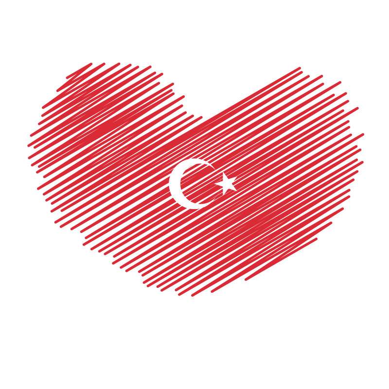 Turkish flag heart shape