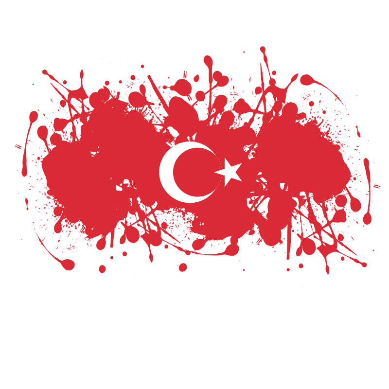 Turkish flag red ink splatter